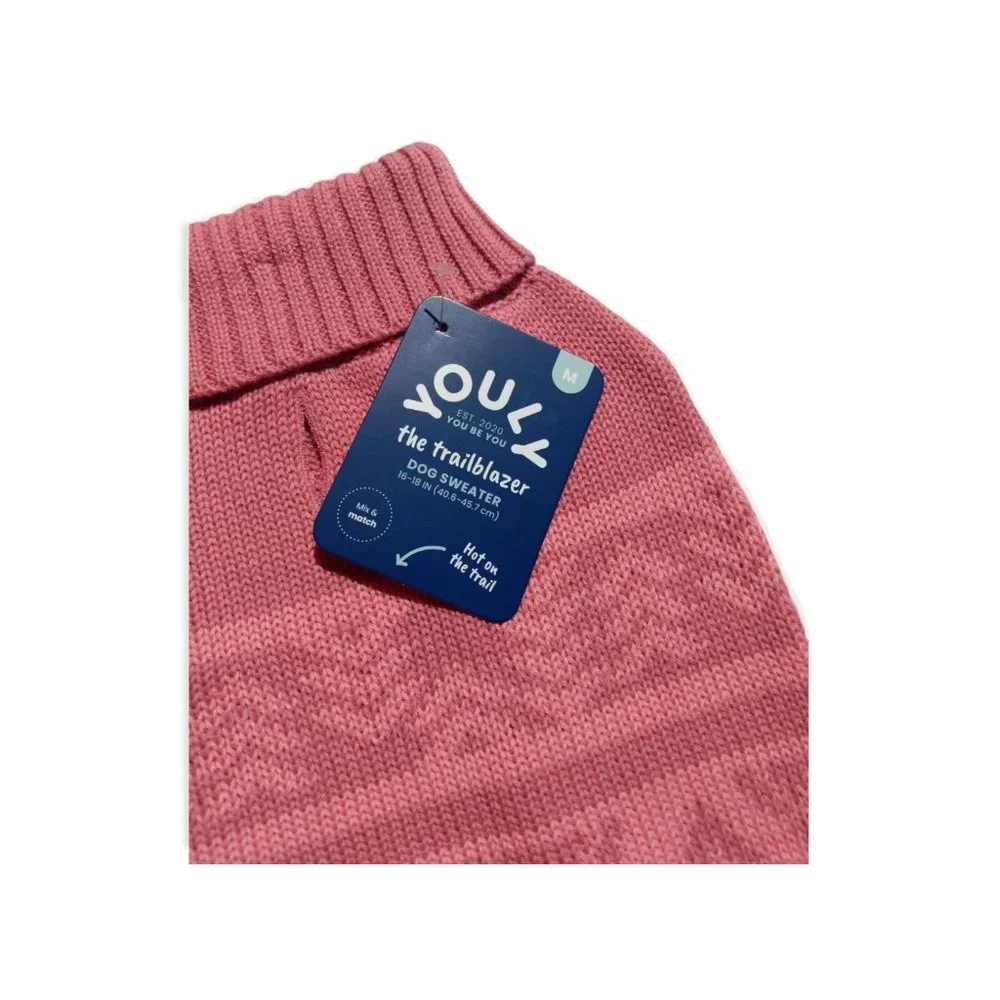Youly Trailblazer Dog Medium Pink Pet Sweater New